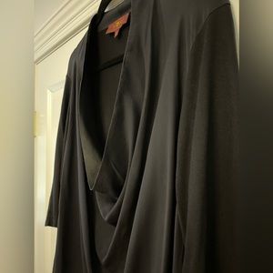 Blouse with silk and leather elements